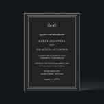 Gertrude Black Classic Hochzeit Einladung<br><div class="desc">Klassische Schwarze Hochzeitseinladung mit einem einfachen und minimalen Design mit dem Monogramm oben und Ihren Veranstaltungsdetails,  umgeben von einer doppelten Grenze. Die Schriftart wechseln sich zwischen einem eleganten Drehbuch,  einer klassischen Serife und minimalistischen serifenlosen Schriftart ab. Diese Einladung ist ideal für eine feierliche Hochzeit.</div>