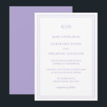 Gertrude Lavender Classic Einladung<br><div class="desc">Klassische lila Lavendel-Hochzeitseinladung mit einem einfachen und minimalen Design,  oben mit Ihrem Monogramm und Ihren Veranstaltungsdetails,  umgeben von einer doppelten Grenze. Die Schriftart wechseln sich zwischen einem eleganten Drehbuch,  einer klassischen Serife und minimalistischen serifenlosen Schriftart ab. Diese Einladung ist ideal für eine feierliche Hochzeit.</div>