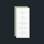 Gertrude Sage Green Classic Hochzeit Menükarte<br><div class="desc">Klassisches Brautmenü mit einfachem und minimalem Design mit Monogramm,  Namen und Hochzeitsdatum oben,  zusammen mit der Speisekarte,  die von einer doppelten Grenze umgeben ist. Die Schriftart wechseln sich zwischen einem eleganten Drehbuch,  einer klassischen Serife und minimalistischen serifenlosen Schriftart ab. Dieses Menü ist ideal für eine feierliche Hochzeit.</div>