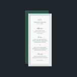 Gertude Emerald Green Classic Elegant Wedding Menükarte<br><div class="desc">Klassisches Waldgrün / smaragdgrünes Hochzeitsmenü mit einem einfachen und minimalen Design mit Monogramm,  Namen und Hochzeitsdatum oben zusammen mit Ihrem Menü,  umgeben von einer doppelten Grenze. Die Schriftart wechseln sich zwischen einem eleganten Drehbuch,  einer klassischen Serife und minimalistischen serifenlosen Schriftart ab. Dieses Menü ist ideal für eine feierliche Hochzeit.</div>