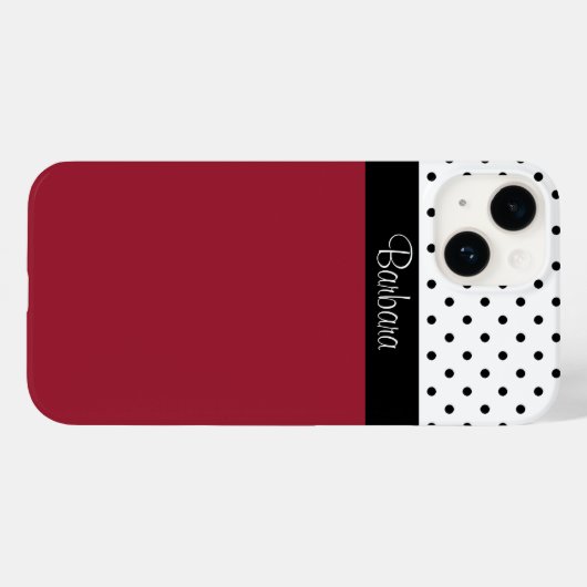 Geruchsrot, Schwarz-weiße Punkte, Chic-Muster Case-Mate iPhone Hülle (Rückseite (Horizontal))