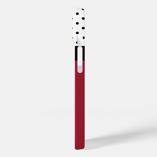 Geruchsrot, Schwarz-weiße Punkte, Chic-Muster Case-Mate iPhone Hülle (Rückseite / Links)