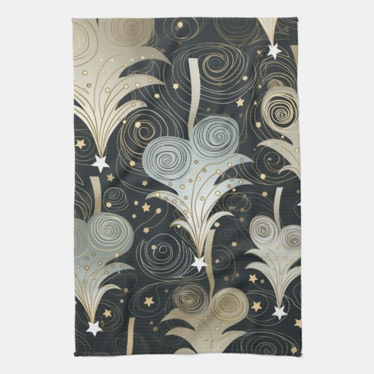 Geruchte grüne und neutrale beige Whimsikreisen Geschirrtuch (Vertikal)