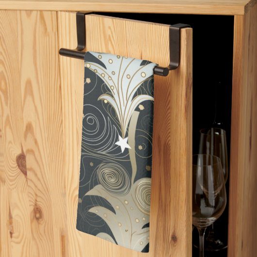 Geruchte grüne und neutrale beige Whimsikreisen Geschirrtuch (Drittel gefaltet)