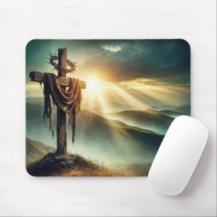 geruchtes Kreuz mit Kronen von Fäden Mousepad