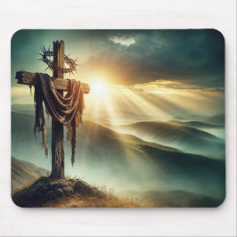 geruchtes Kreuz mit Kronen von Fäden Mousepad