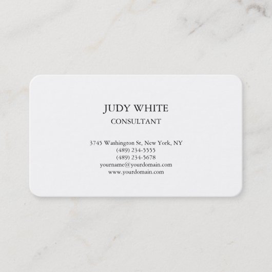 gerundete Schlichte einfache Weiß attraktiv Minima Visitenkarte (Vorderseite)