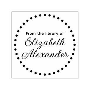 gerundeter Rahmen "Aus der Bibliothek" Buchname Permastempel