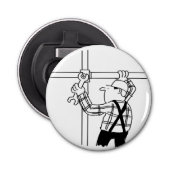 Gerüst mit Gerüst. Bauarbeiter Flaschenöffner (Vorderseite)