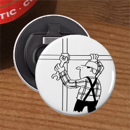 Gerüst mit Gerüst. Bauarbeiter Flaschenöffner