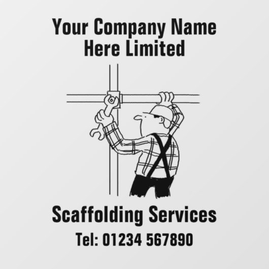 Gerüst- oder Gerüstunternehmen Fensteraufkleber (Blatt)