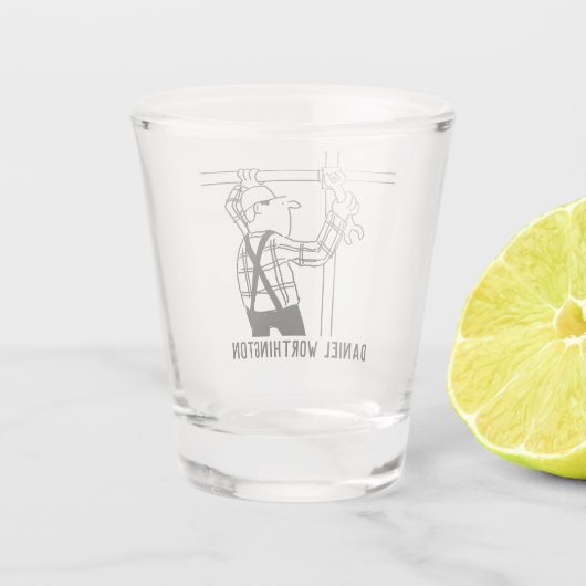 Gerüste & Gerüste Cartoon. Personalisieren. Schnapsglas (Rückseite)