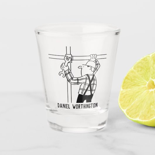 Gerüste & Gerüste Cartoon. Personalisieren. Schnapsglas (Vorderseite)