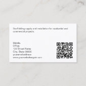 Gerüstungskode QR Schwarz-weiß Orange Visitenkarte (Rückseite)