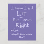 Gesagtes Links Funny Argument Zitat Handgeschriebe Postkarte (Vorderseite)