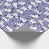 Gesällter Hund mit Schnee auf Pinienbäumen Hinterg Geschenkpapier (Ecke)