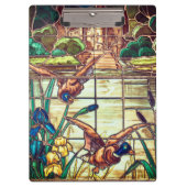 Gesälltes Glas mallard Enten Teich blau braun Klemmbrett (Vorderseite)