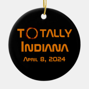 Gesamt Indiana 2024 Solar Eclipse Keramik Ornament