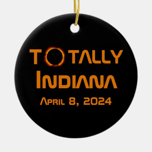 Gesamt Indiana 2024 Solar Eclipse Keramik Ornament (Vorne)