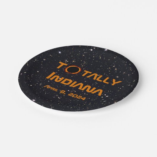 Gesamt Indiana 2024 Solar Eclipse Pappteller (Schrägansicht)