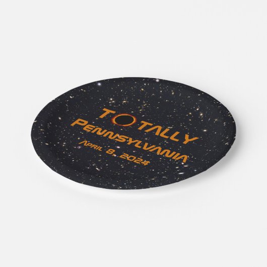 Gesamt Pennsylvania 2024 Solar Eclipse Pappteller (Schrägansicht)