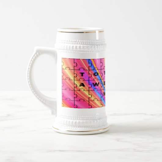 Gesamt Phantastische Mama Rosa Swirl Puzzle Design Bierglas (Links)