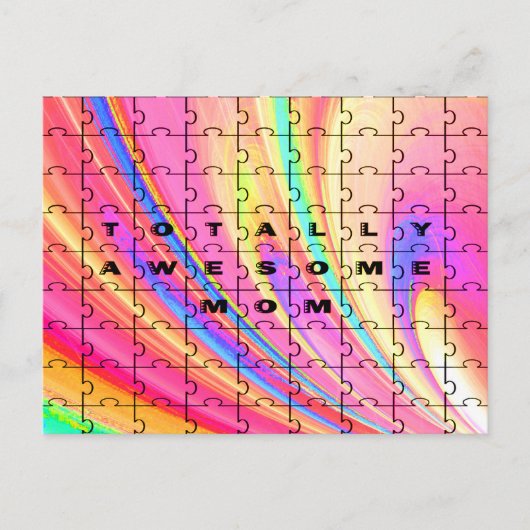 Gesamt Phantastische Mama Rosa Swirl Puzzle Design Postkarte (Vorderseite)