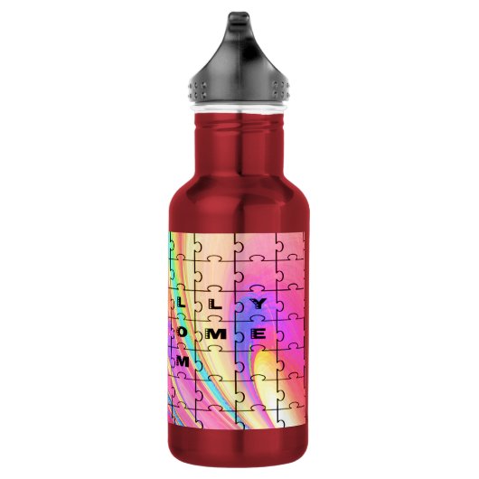 Gesamt Phantastische Mama Rosa Swirl Puzzle Design Trinkflasche (Rechts)
