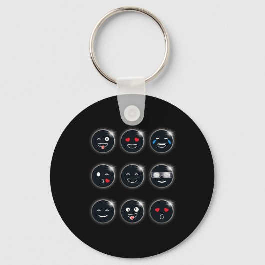 Gesamt Solar Eclipse 04.08.2024 Albern Faces Fun B Schlüsselanhänger (Vorderseite)
