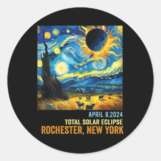 Gesamt Solar Eclipse 04.08.2024 Rochester Runder Aufkleber