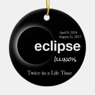 Gesamt Solar Eclipse 2017 2024 - Illinois Keramik Ornament