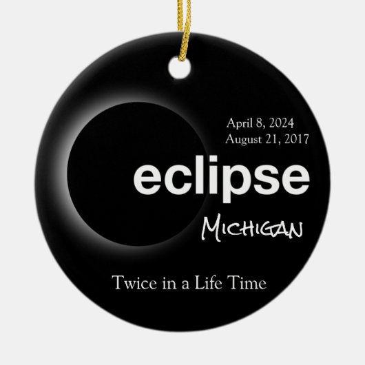 Gesamt Solar Eclipse 2017 2024 - Michigan Keramik Ornament (Vorne)