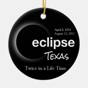 Gesamt Solar Eclipse 2017 2024 - Texas Keramik Ornament