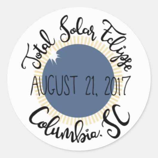 Gesamt Solar Eclipse 2017 Columbia SC Rundaufklebe Runder Aufkleber (Vorderseite)