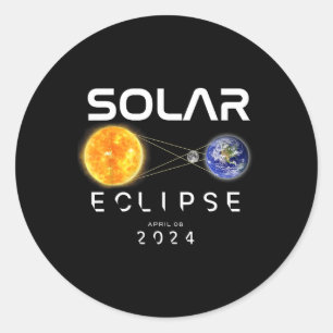 Gesamt Solar-Eclipse 2024 April 8 Totalität zweima Runder Aufkleber