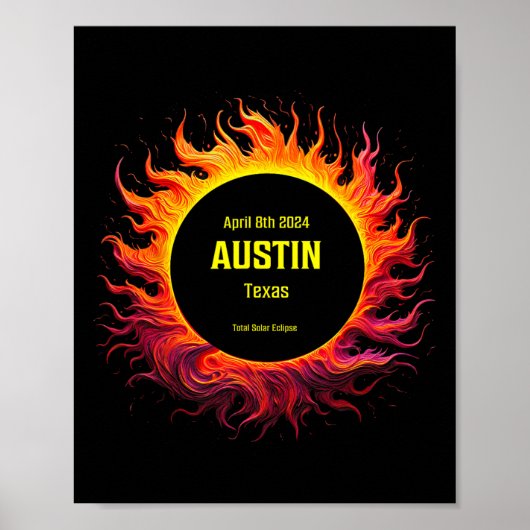 Gesamt Solar Eclipse 2024 Austin Texas Poster (Vorne)