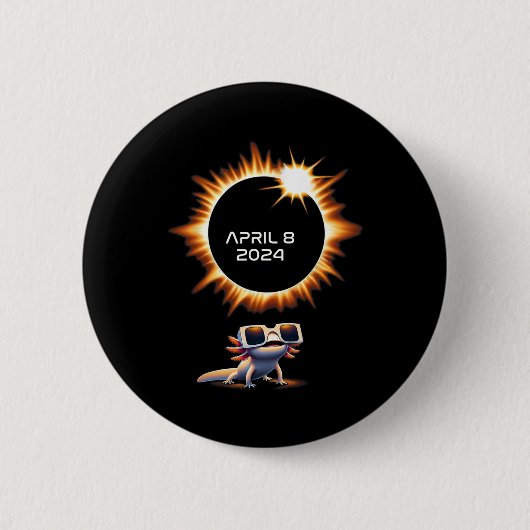 Gesamt Solar Eclipse 2024 Axolotl in Astronomy Gla Button (Vorderseite)