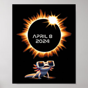 Gesamt Solar Eclipse 2024 Axolotl in Astronomy Gla Poster