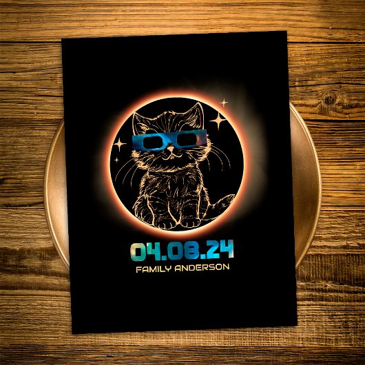 Gesamt Solar-Eclipse 2024 Cat Solar Eclipse Brille Postkarte