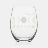 Gesamt Solar Eclipse 2024 Custom-Gedenk Weinglas Ohne Stiel (Rückseite)