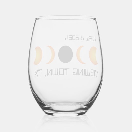 Gesamt Solar Eclipse 2024 Custom-Gedenk Weinglas Ohne Stiel (Rückseite)
