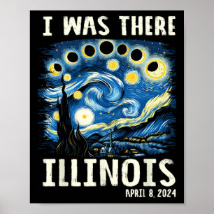 Gesamt Solar Eclipse 2024 Illinois - Starry Night Poster