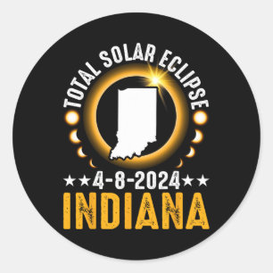 Gesamt Solar Eclipse 2024 Indiana April 8 Amerika Runder Aufkleber