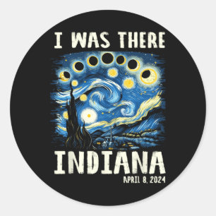 Gesamt Solar Eclipse 2024 Indiana - Starry Night P Runder Aufkleber