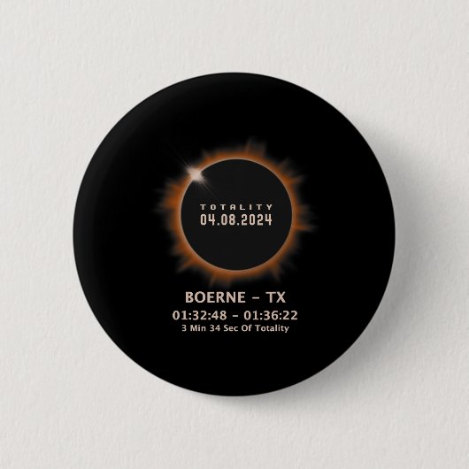 Gesamt Solar Eclipse 2024 Insgesamt 04,08,24 Texas Button (Vorderseite)
