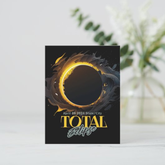 Gesamt Solar Eclipse 2024 Keepake Familie Schwarz Postkarte (Stehend Vorderseite)