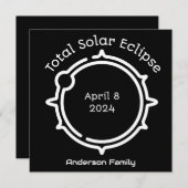 Gesamt Solar Eclipse 2024 Modernes Minimal Schwarz Einladung (Vorne/Hinten)