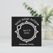 Gesamt Solar Eclipse 2024 Modernes Minimal Schwarz Einladung (Stehend Vorderseite)