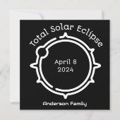 Gesamt Solar Eclipse 2024 Modernes Minimal Schwarz Einladung (Vorderseite)