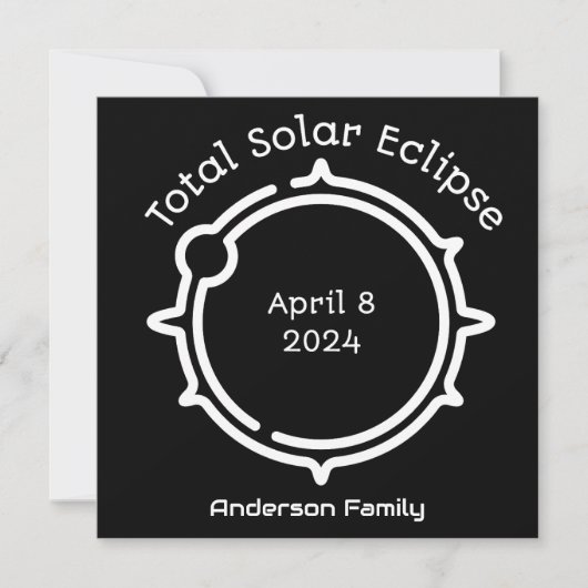 Gesamt Solar Eclipse 2024 Modernes Minimal Schwarz Einladung (Vorderseite)